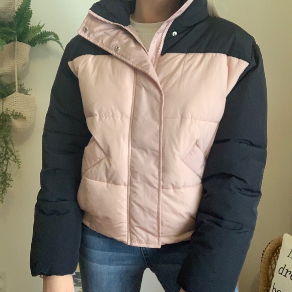 Pink & Navy Puffer Coat - Picture 4 of 4